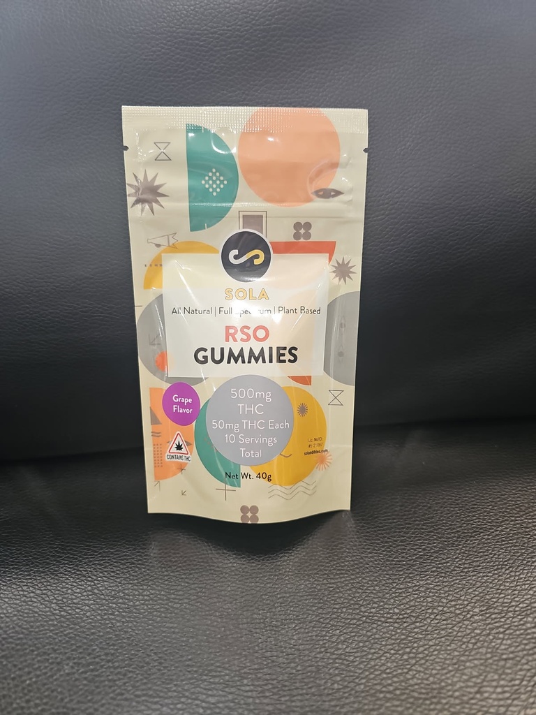 Sola - 500mg RSO Grape Flavor Gummies
