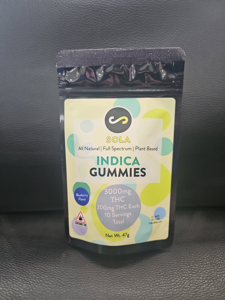 Sola - 3000mg Blackberry Flavor Indica Gummies