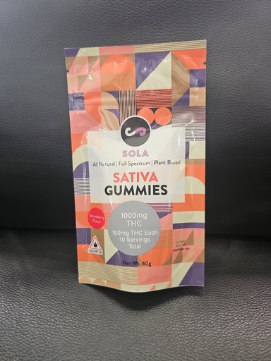 Sola - 1000mg Strawberry Flavor Sativa Gummies