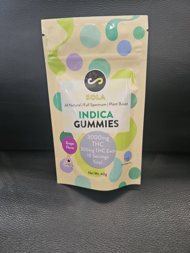 Sola - 3000mg Grape Flavor Indica Gummies