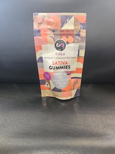 Sola - 3000mg Grape Flavor Sativa Gummies